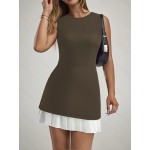 Vestido curto elegante e elegante sem mangas para mulheres na primavera e no verão