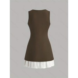 Vestido curto elegante e elegante sem mangas para mulheres na primavera e no verão