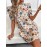 Vestido Elegante com Estampa Floral para Mulheres - Manga Curta, Ombros Bufantes e Gola Alta, Corte Reto Lavável à Máquina Leve Primavera Verão Casual & Formal, Moda de Primavera | Estilo Sem Ombro | Tecido Não Transparente, Vestidos Fofos