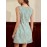 Vestido Mini Elegante Vintage Sem Mangas e Ajustado com Babados para Mulheres - Bordado de Folhas Tropicais, Vestido Verde Lavável à Máquina até o Joelho para Férias de Primavera Verão Outono & Saídas Casuais, Corte Sofisticada