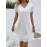 1 peça de vestido feminino com decote em V, bordado em poliéster, estilo de férias, cor sólida, vestido midi em linha A com detalhes em renda, roupa casual para todas as estações