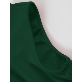 Vestido midi elegante com decote profundo e ombros descobertos para mulheres - Cintura de um ombro, verde vibrante, perfeito para festas e eventos de moda