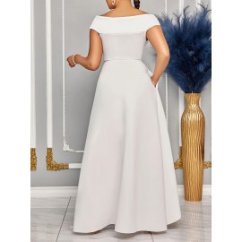 Vestido midi elegante com decote profundo e ombros descobertos para mulheres - Cintura de um ombro, verde vibrante, perfeito para festas e eventos de moda