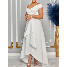Vestido midi elegante com decote profundo e ombros descobertos para mulheres - Cintura de um ombro, verde vibrante, perfeito para festas e eventos de moda