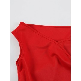 Vestido midi elegante com decote profundo e ombros descobertos para mulheres - Cintura de um ombro, verde vibrante, perfeito para festas e eventos de moda
