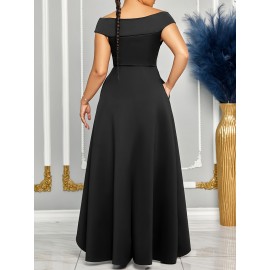 Vestido midi elegante com decote profundo e ombros descobertos para mulheres - Cintura de um ombro, verde vibrante, perfeito para festas e eventos de moda