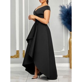 Vestido midi elegante com decote profundo e ombros descobertos para mulheres - Cintura de um ombro, verde vibrante, perfeito para festas e eventos de moda