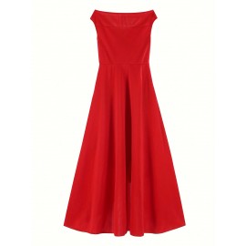 Vestido midi elegante com decote profundo e ombros descobertos para mulheres - Cintura de um ombro, verde vibrante, perfeito para festas e eventos de moda