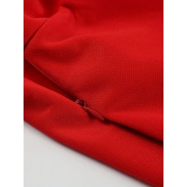 Vestido midi elegante com decote profundo e ombros descobertos para mulheres - Cintura de um ombro, verde vibrante, perfeito para festas e eventos de moda