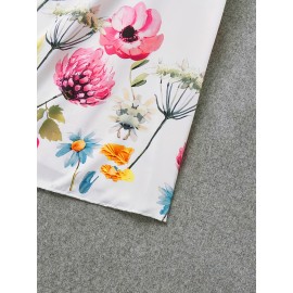 Vestido ombro a ombro estampado floral, elegante vestido com mangas curtas e detalhe elástico para a primavera e verão, roupas femininas