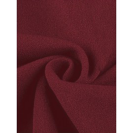 1pc Vestido Lápis Elegante de Poliéster Cor Lisa para Mulheres - Gola Redonda, Tecido de Malha, Versátil para Todas as Estações