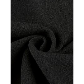 1pc Vestido Lápis Elegante de Poliéster Cor Lisa para Mulheres - Gola Redonda, Tecido de Malha, Versátil para Todas as Estações