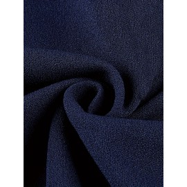 1pc Vestido Lápis Elegante de Poliéster Cor Lisa para Mulheres - Gola Redonda, Tecido de Malha, Versátil para Todas as Estações