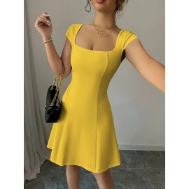 YY1222012 Vestido Elegante de Cor Sólida