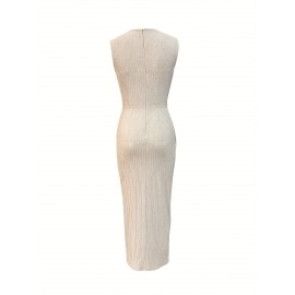 Vestido Elegante sem Mangas com Fendas para Mulheres