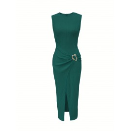 Vestido Elegante sem Mangas com Fendas para Mulheres