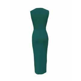 Vestido Elegante sem Mangas com Fendas para Mulheres