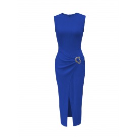 Vestido Elegante sem Mangas com Fendas para Mulheres