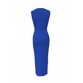 Vestido Elegante sem Mangas com Fendas para Mulheres