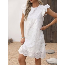 Vestido de Alcinha com Babado no Decote, Vestido de Algodão com Barra de Renda para a Primavera e Verão, Roupas Femininas para Casamento, Formatura, Noivado, Cerimônia, Festa, Férias e Aniversário
