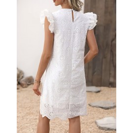 Vestido de Alcinha com Babado no Decote, Vestido de Algodão com Barra de Renda para a Primavera e Verão, Roupas Femininas para Casamento, Formatura, Noivado, Cerimônia, Festa, Férias e Aniversário