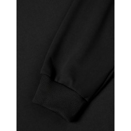 Camisola de manga comprida e gola redonda para mulher, corte regular, com estampa de alfabeto alegre e brilhante, para pulôver de todas as estações, confortável, lavável à máquina, 430g