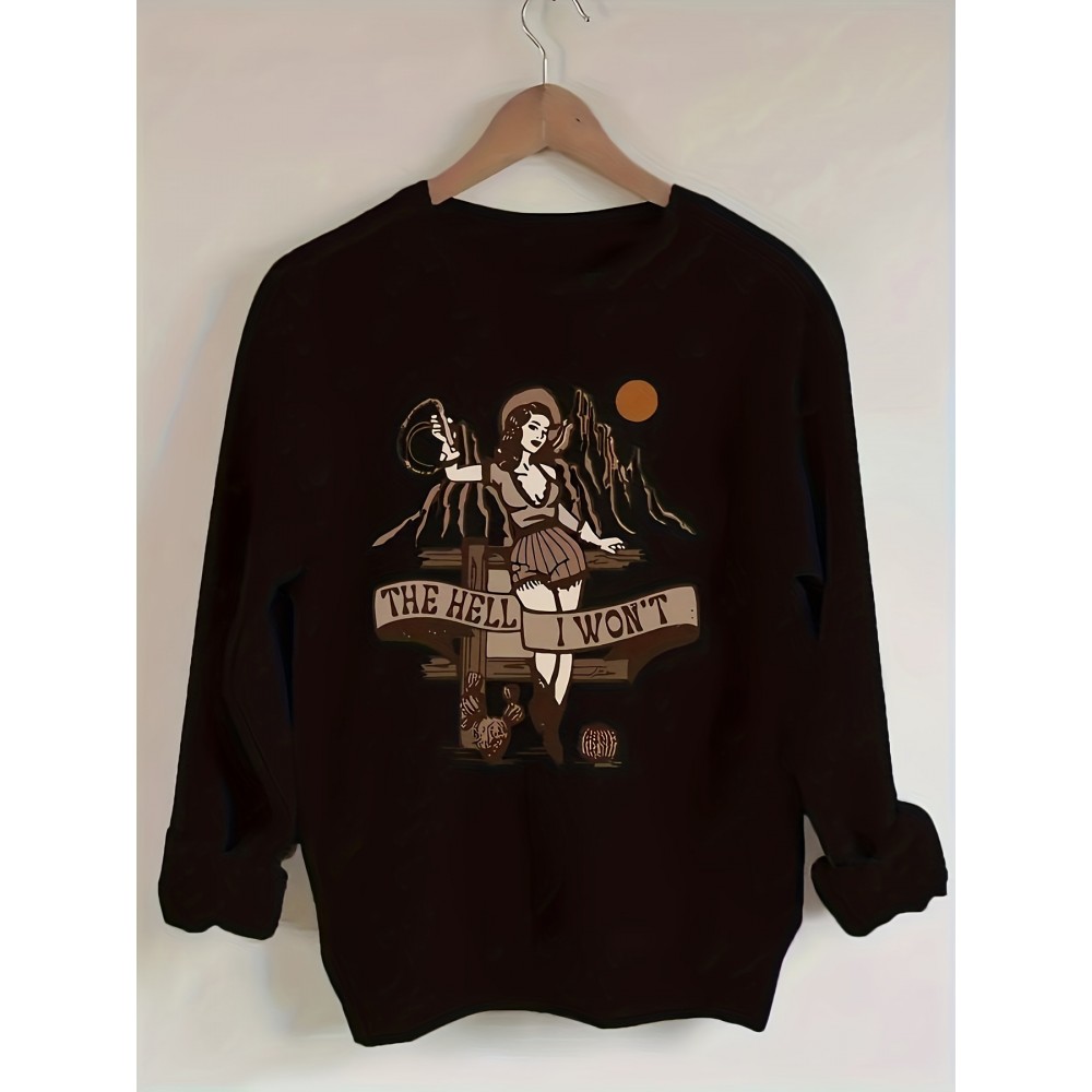 Moletom Feminino Estilo Western com Estampa - 