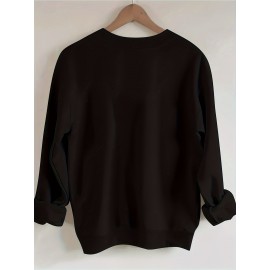 Camisola Com Estampa De Árvore De Natal, Suéter Casual De Manga Comprida Com Gola Redonda, Roupas Femininas