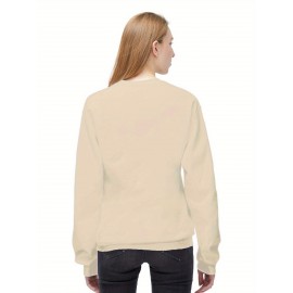 Suéter de poliéster para amantes, estampa de Feliz Ano Novo para o Dia dos Namorados, moda casual para casa, suéter solto e confortável de manga longa para amantes, top esportivo casual de primavera e outono, adequado para homens e mulheres, como pre