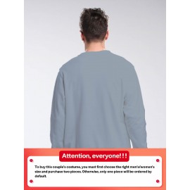 Suéter de poliéster para amantes, estampa de Feliz Ano Novo para o Dia dos Namorados, moda casual para casa, suéter solto e confortável de manga longa para amantes, top esportivo casual de primavera e outono, adequado para homens e mulheres, como pre