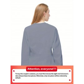 Suéter de poliéster para amantes, estampa de Feliz Ano Novo para o Dia dos Namorados, moda casual para casa, suéter solto e confortável de manga longa para amantes, top esportivo casual de primavera e outono, adequado para homens e mulheres, como pre