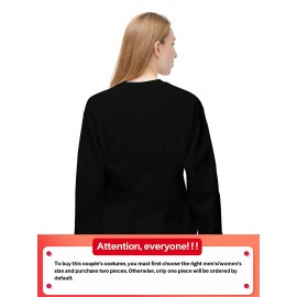 Suéter de poliéster para amantes, estampa de Feliz Ano Novo para o Dia dos Namorados, moda casual para casa, suéter solto e confortável de manga longa para amantes, top esportivo casual de primavera e outono, adequado para homens e mulheres, como pre