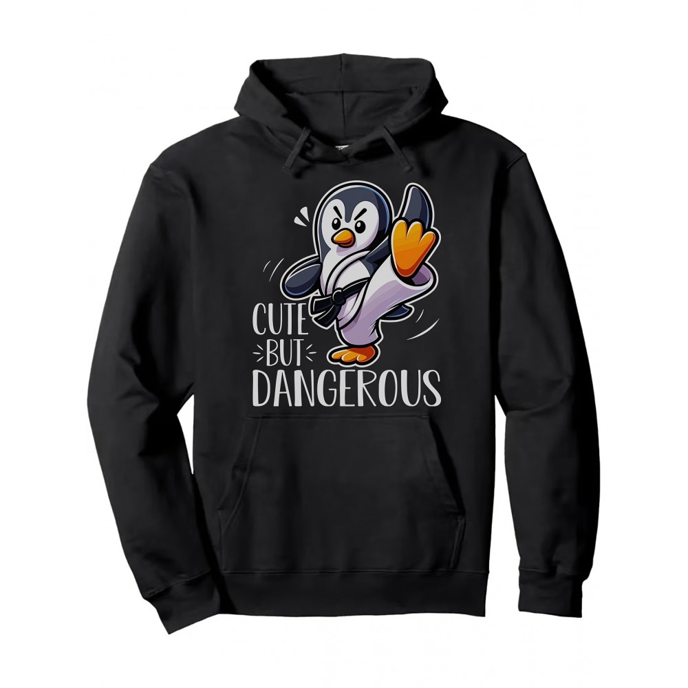 T-shirt de manga curta com tema de pinguim fofa mas perigosa com padrões de animais para mulheres é suave, confortável e versátil. Recomendação de verão: um sweatshirt com capuz elegante para homens e mulheres. Hoodie fashionável