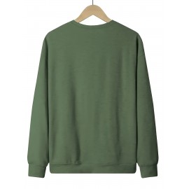 Estilo de Equipe: Camisola Casual de Gola Redonda para Mulheres, Texto 