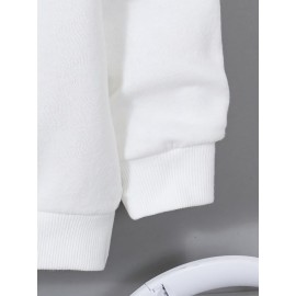 Moleca de Brooklyn Nova Iorque com Gráfico de Manga Longa - Sweatshirt de Pulôver, Estilo Desportivo Casual, Branco com Impressão Preta, Perfeito para Atividades ao Ar Livre no Outono/Inverno, Vestuário Casual com Capuz | Pulôver Desportivo | Ajuste Confo