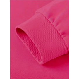 Moletom Casual Feminino de Gola Redonda Oversized - Estampa Geométrica Rosa Suave, Corte Relaxado, Lavável à Máquina, Conforto para Todas as Estações, Blusa Clássica para Senhoras, Tecido Respirável, Pulôver Elegante