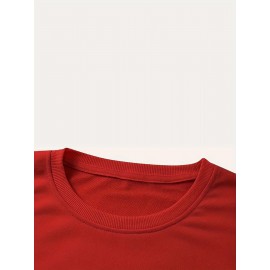 Moletom Casual Feminino de Gola Redonda Oversized - Estampa Geométrica Rosa Suave, Corte Relaxado, Lavável à Máquina, Conforto para Todas as Estações, Blusa Clássica para Senhoras, Tecido Respirável, Pulôver Elegante