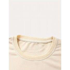 Moletom Casual Feminino de Gola Redonda Oversized - Estampa Geométrica Rosa Suave, Corte Relaxado, Lavável à Máquina, Conforto para Todas as Estações, Blusa Clássica para Senhoras, Tecido Respirável, Pulôver Elegante