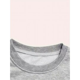 Moletom Casual Feminino de Gola Redonda Oversized - Estampa Geométrica Rosa Suave, Corte Relaxado, Lavável à Máquina, Conforto para Todas as Estações, Blusa Clássica para Senhoras, Tecido Respirável, Pulôver Elegante