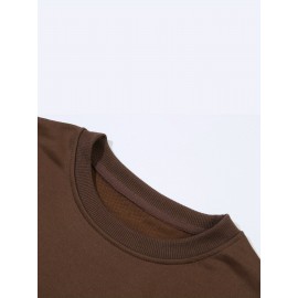 Moletom Casual Feminino de Gola Redonda Oversized - Estampa Geométrica Rosa Suave, Corte Relaxado, Lavável à Máquina, Conforto para Todas as Estações, Blusa Clássica para Senhoras, Tecido Respirável, Pulôver Elegante