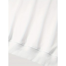 Moletom Casual Feminino de Gola Redonda Oversized - Estampa Geométrica Rosa Suave, Corte Relaxado, Lavável à Máquina, Conforto para Todas as Estações, Blusa Clássica para Senhoras, Tecido Respirável, Pulôver Elegante