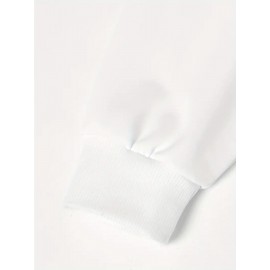 Moletom Casual Feminino de Gola Redonda Oversized - Estampa Geométrica Rosa Suave, Corte Relaxado, Lavável à Máquina, Conforto para Todas as Estações, Blusa Clássica para Senhoras, Tecido Respirável, Pulôver Elegante