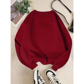 Moletom feminino Y2K elegante com gráfico de rato dos desenhos animados, Moletom com capuz de gola redonda, Top casual esportivo de manga comprida com gola redonda, Poliéster, Todas as estações, Tamanho adulto, Tecido de malha, Material elástico