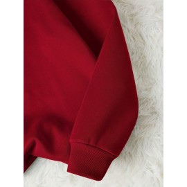 Moletom feminino Y2K elegante com gráfico de rato dos desenhos animados, Moletom com capuz de gola redonda, Top casual esportivo de manga comprida com gola redonda, Poliéster, Todas as estações, Tamanho adulto, Tecido de malha, Material elástico