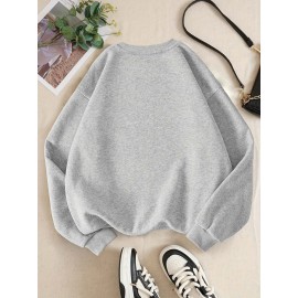 Moletom feminino Y2K elegante com gráfico de rato dos desenhos animados, Moletom com capuz de gola redonda, Top casual esportivo de manga comprida com gola redonda, Poliéster, Todas as estações, Tamanho adulto, Tecido de malha, Material elástico