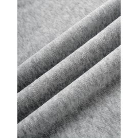 Blusa de moletom casual de manga longa para mulheres com estampa de letras - Poliéster, gola redonda, corte ajustado, primavera/outono, lavável à máquina