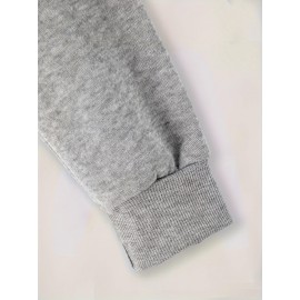 Blusa de moletom casual de manga longa para mulheres com estampa de letras - Poliéster, gola redonda, corte ajustado, primavera/outono, lavável à máquina