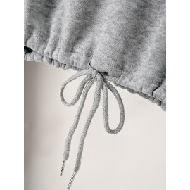 Blusa de moletom casual de manga longa para mulheres com estampa de letras - Poliéster, gola redonda, corte ajustado, primavera/outono, lavável à máquina