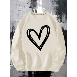 Coração Primavera e Outono Nova 250g Mulheres Impressão Top, Presentes, Turtlers, Manga Longa Hoodie, Retro Hip Hop Rua Lazer Adequado para Casa, Sair, Festa, Trabalho, Roupa Esportiva