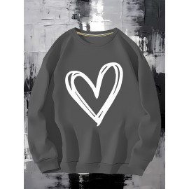 Coração Primavera e Outono Nova 250g Mulheres Impressão Top, Presentes, Turtlers, Manga Longa Hoodie, Retro Hip Hop Rua Lazer Adequado para Casa, Sair, Festa, Trabalho, Roupa Esportiva